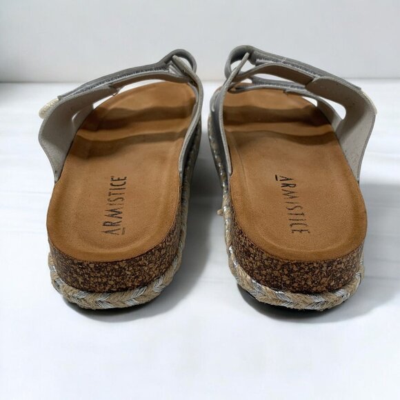 Armistice Womens Silver Adjustable Strap Cork & Rope Sandals Size 39/8.5 - Picture 6 of 8